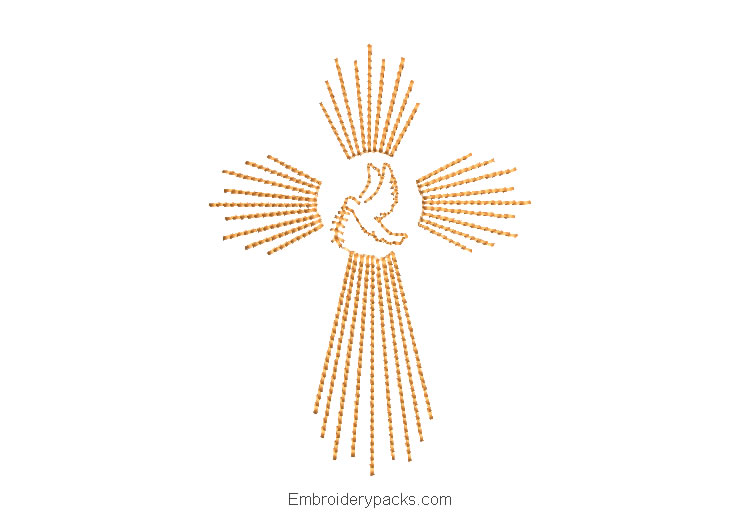 Cross with dove embroidery design