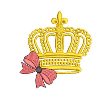 Crown with bow Embroidery Designs