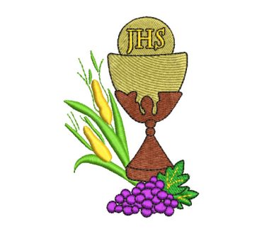 Cup with Grapes Letter JHS Embroidery Designs