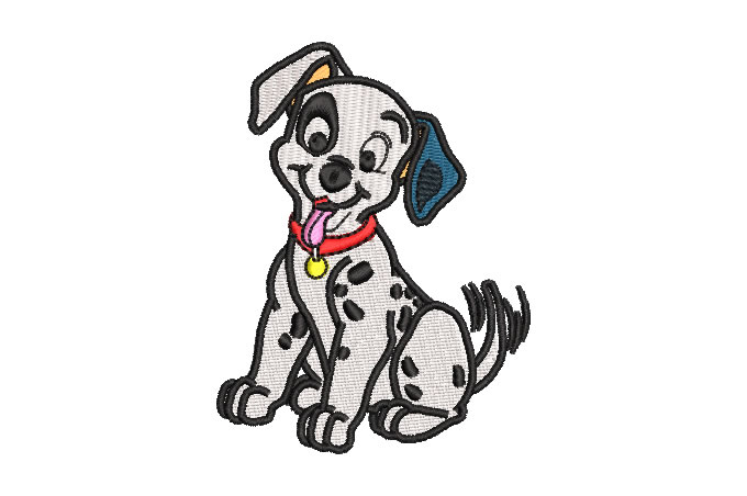 Cute Dalmatian Dog with Collar Embroidery Designs