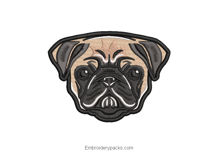 Cute dog face embroidery design