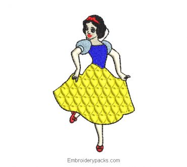 Dancing Snow White Embroidered Design