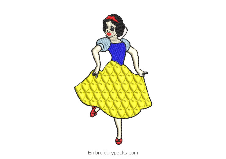 Dancing Snow White Embroidered Design