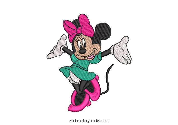 Dancing minnie mouse embroidery design