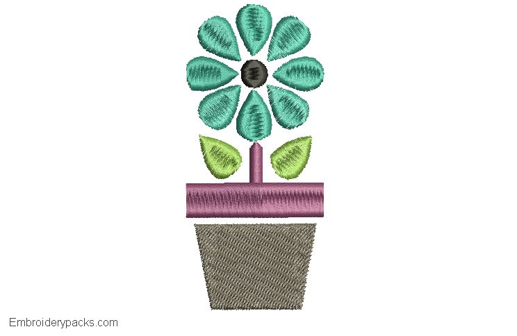 Design Embroidery of Potted Plants