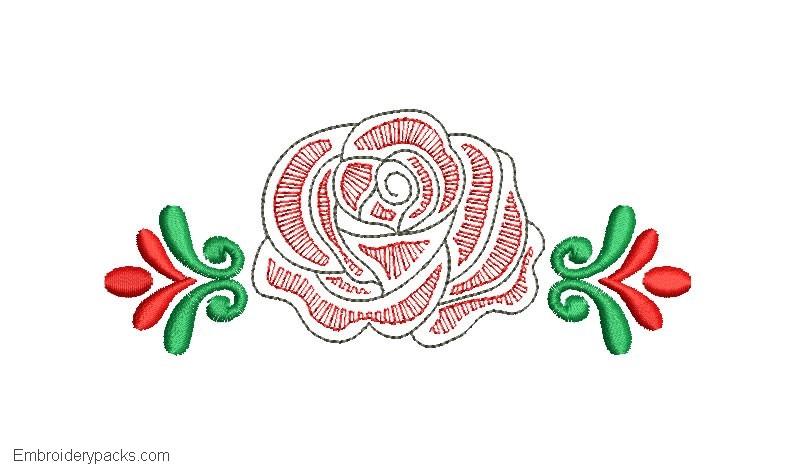 Designs Embroidered Rose with Leaves