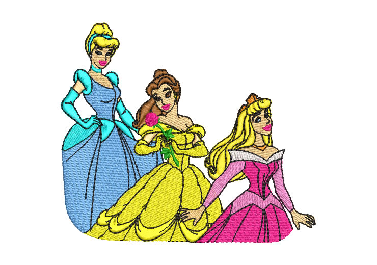 Disney Princesses Aurora Cinderella and Beauty Embroidery Designs