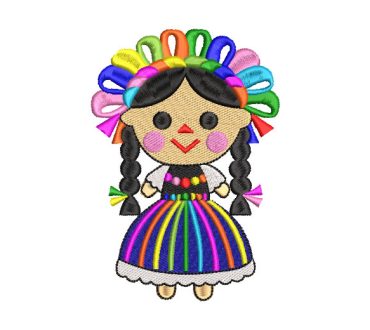 Doll with Flower Crown Embroidery Designs