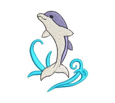 Dolphin with Waves Embroidery Designs