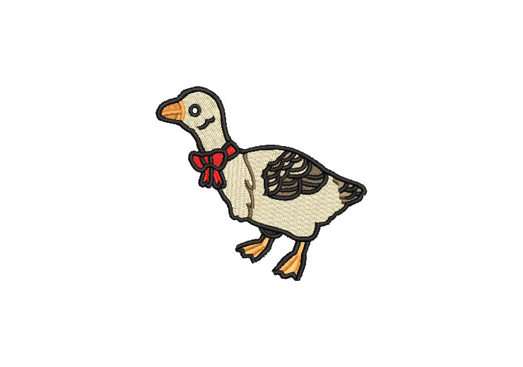Duck with Red Tie Embroidery Designs