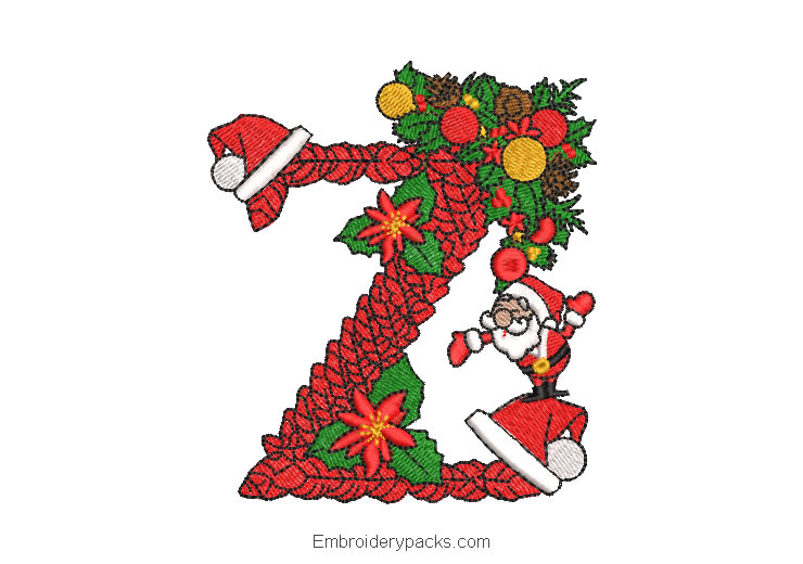 Embroidered Christmas Z Design with Decoration
