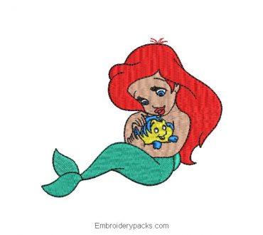 Embroidered Design Ariel The Little Mermaid