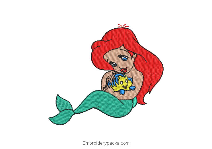 Embroidered Design Ariel The Little Mermaid