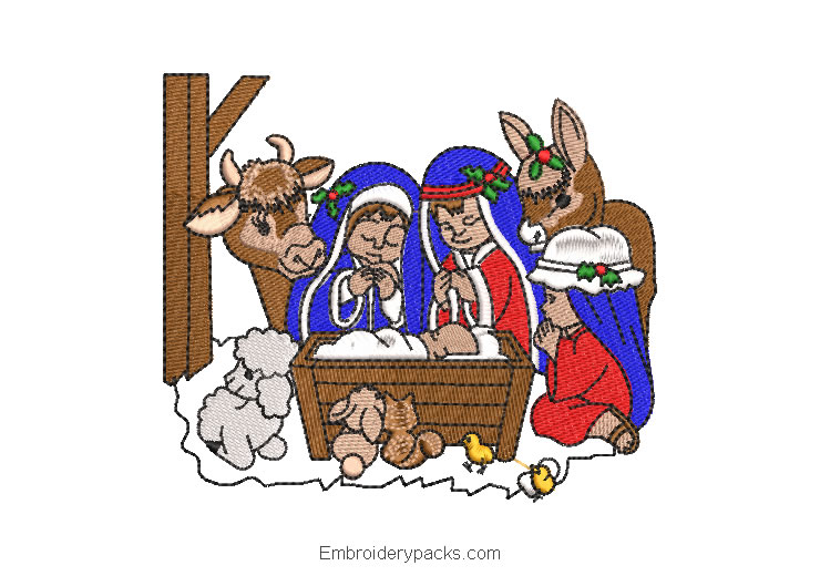 Embroidered Design Birth of Jesus in Bethlehem