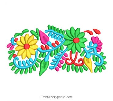 Embroidered Design Flowers and Colored Branches