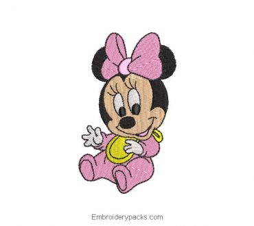 Embroidered Design Minnie Mouse Cheerful Baby