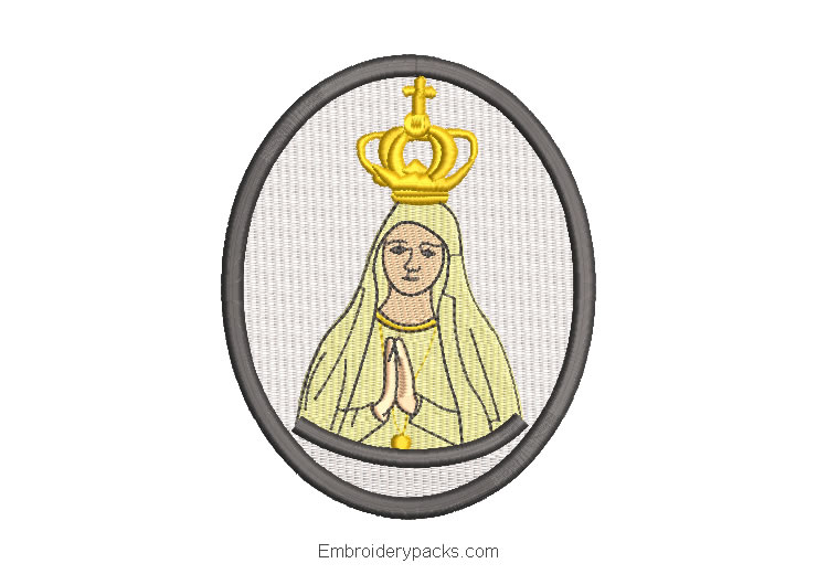 Embroidered Design Picture of Virgin Mary Praying