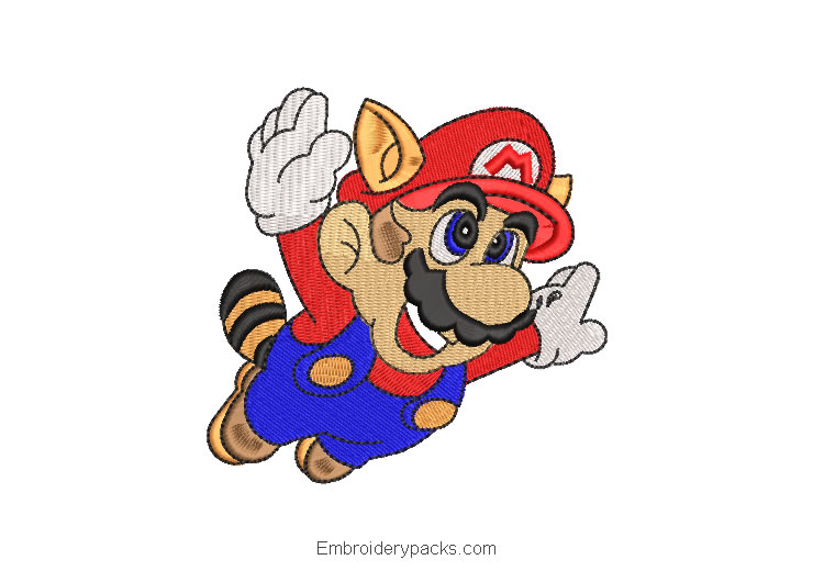 Embroidered Design Super Mario Bros Raccoon