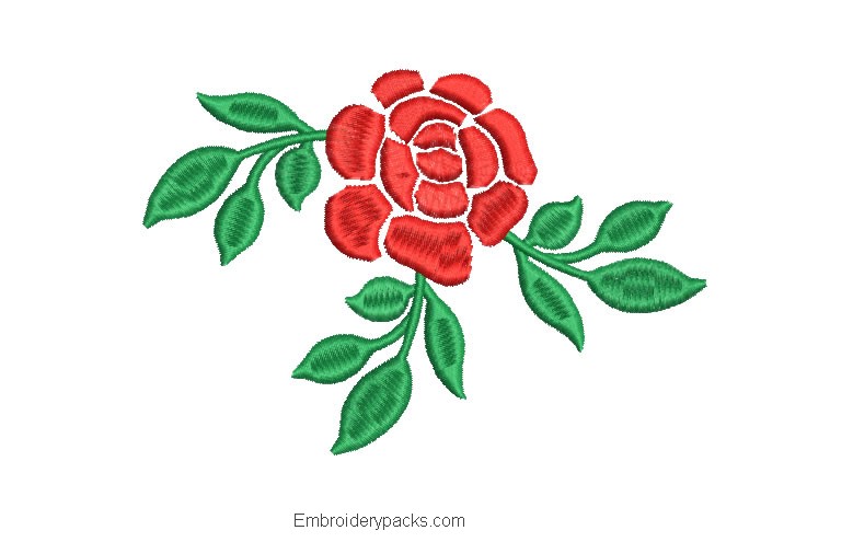 Embroidered Design of Roses with Leaves