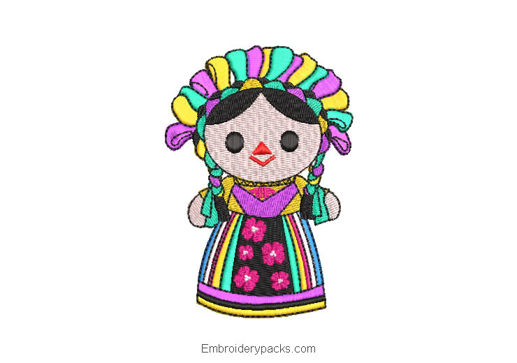 Embroidered Designs Mexican Dolls for Children