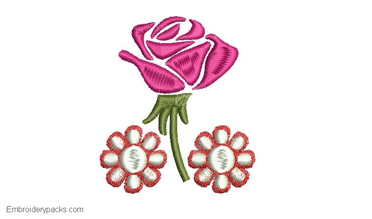 Embroidered Rose Design with Flowers
