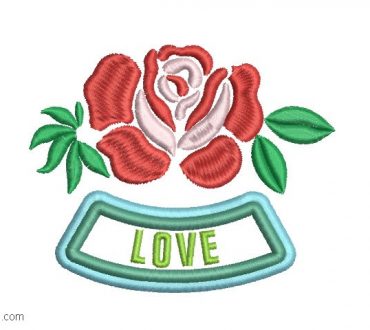 Embroidered Rose with Love letter