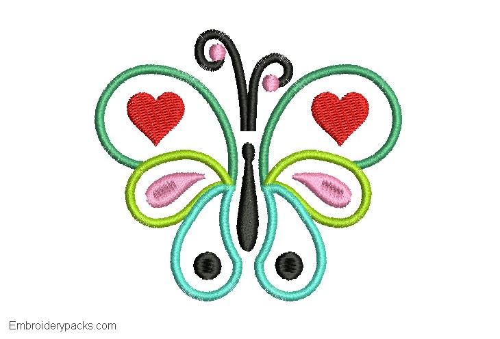Embroidered butterfly design with decoration