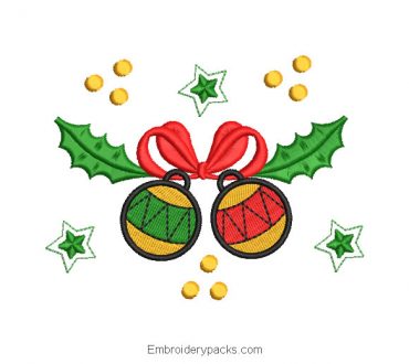 Embroidered christmas balls with decoration