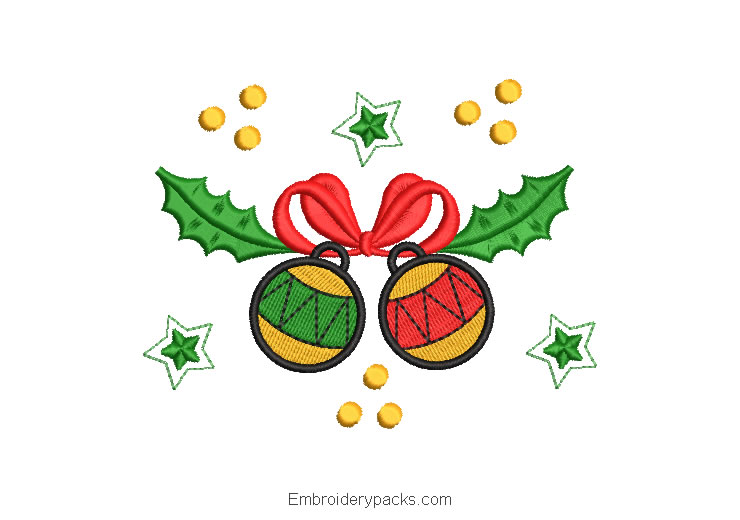 Embroidered christmas balls with decoration