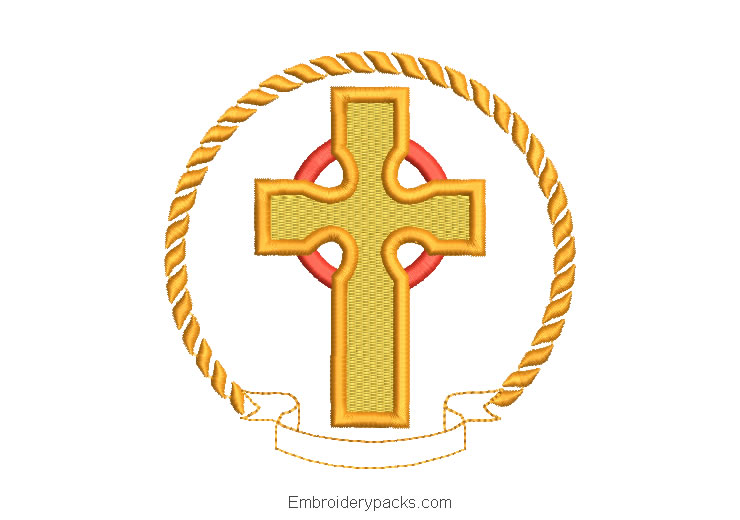 Embroidered cross design in frame