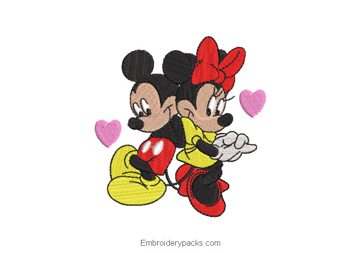 Embroidered design Minnie Mouse in Love