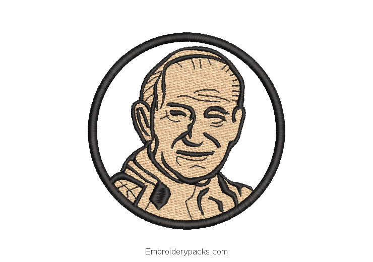 Embroidered design face of Juan Pablo Segundo