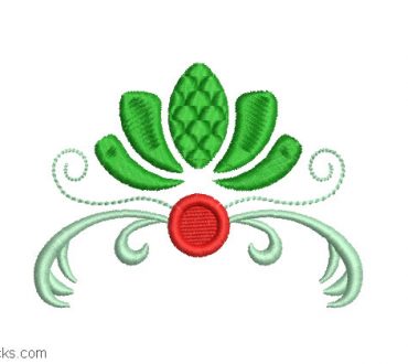 Embroidered design leaves with decoration