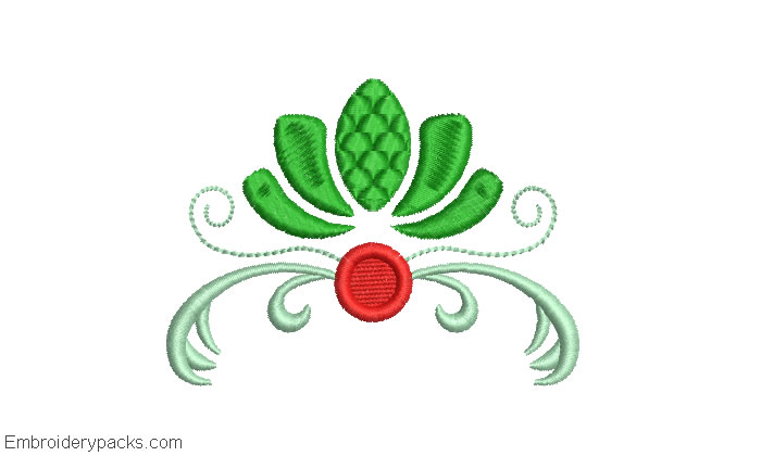 Embroidered design leaves with decoration