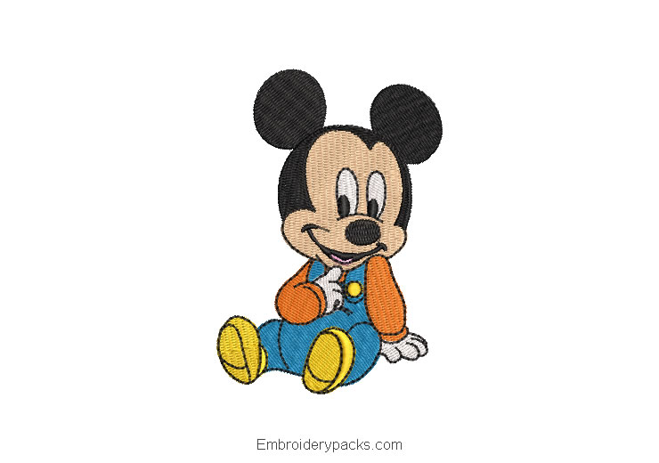 Embroidered design mickey mouse baby sitting