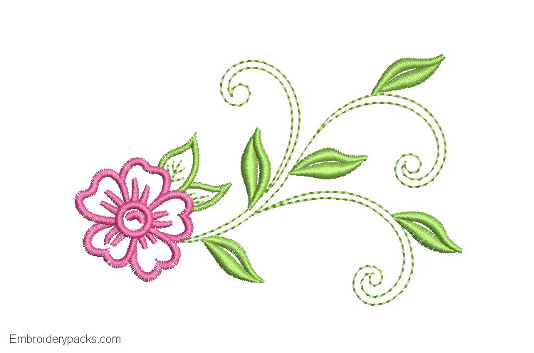 Embroidered design of Flowers with Branch