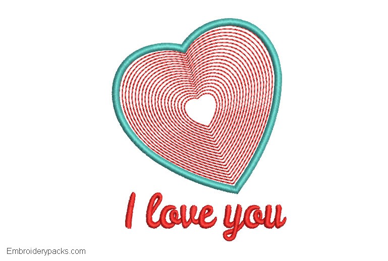 Embroidered Heart with Phrase I Love You Free - Embroidery Designs