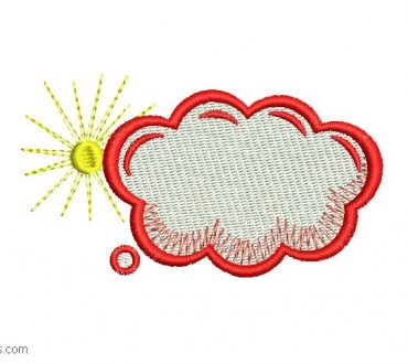 Embroidered design of cloud with sun