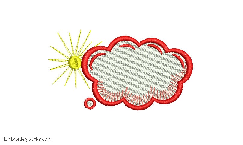 Embroidered design of cloud with sun