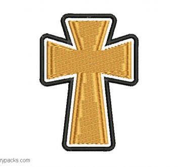 Embroidered design of cross with edge for machine