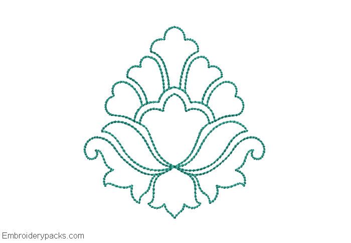 Embroidered design of flowers outlined