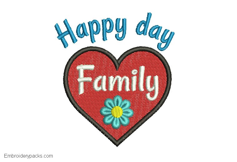 Embroidered design of happy family day