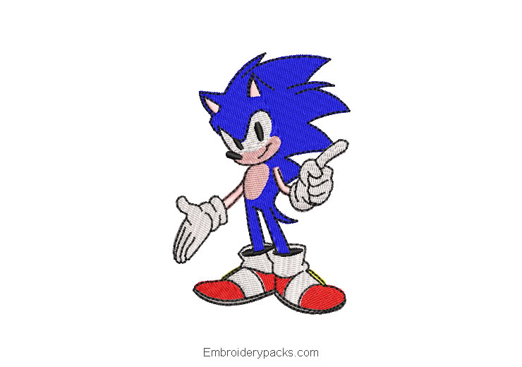 Embroidered design of sonic saluting