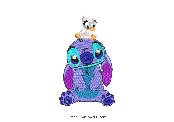 Embroidered design of stitch with duck
