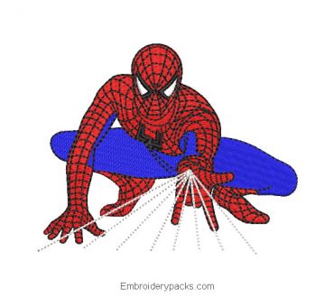 Embroidered design spider man spiderman throwing cobweb