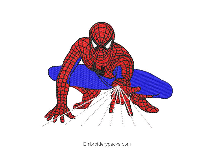 Embroidered design spider man spiderman throwing cobweb