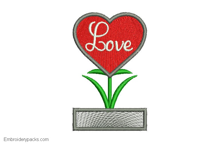 Embroidered heart design with love letter