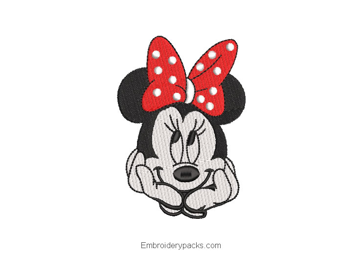 Embroidered pensive mickey mouse faces