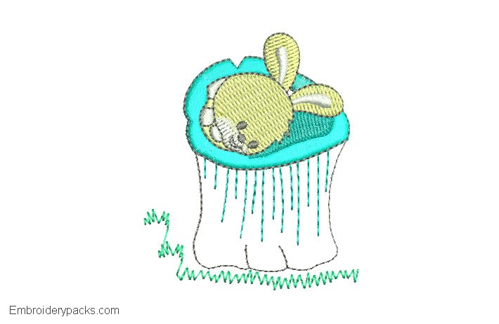 Embroidered rabbit sleeping design