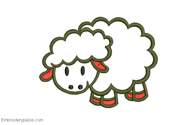 Embroidered sheep design with decoration